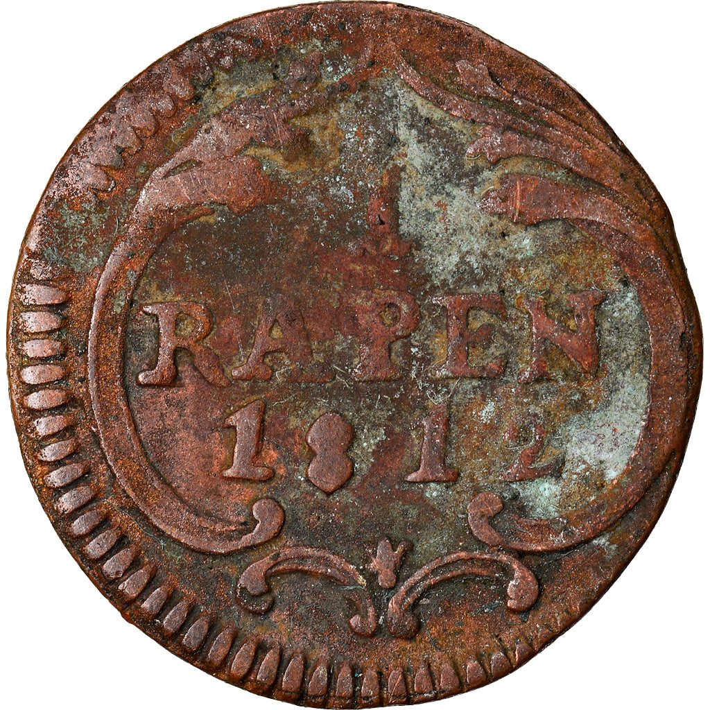 Moneta, CANTONI SVIZZERI, SCHWYZ, Rappen, 1812, Bern, MB, Rame, KM:59
