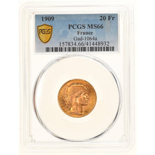 Monnaie, France, Marianne, 20 Francs, 1909, Paris, PCGS, MS66, FDC, Or
