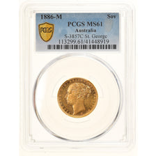 Coin, Australia, Elizabeth II, Victoria, Sovereign, 1886, Melbourne, PCGS, MS61