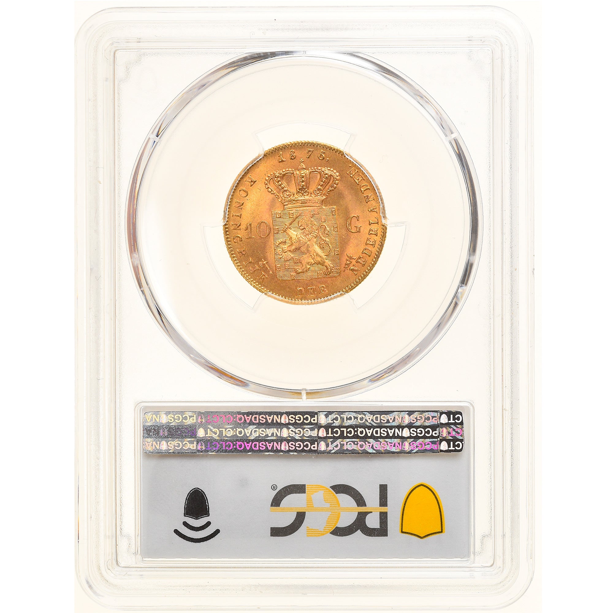 Coin, Netherlands, William III, 10 Gulden, 1875, Utrecht, PCGS, MS66, MS(65-70)