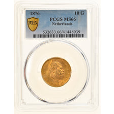 Moneta, Paesi Bassi, William III, 10 Gulden, 1876, PCGS, MS66, FDC, Oro, KM:106