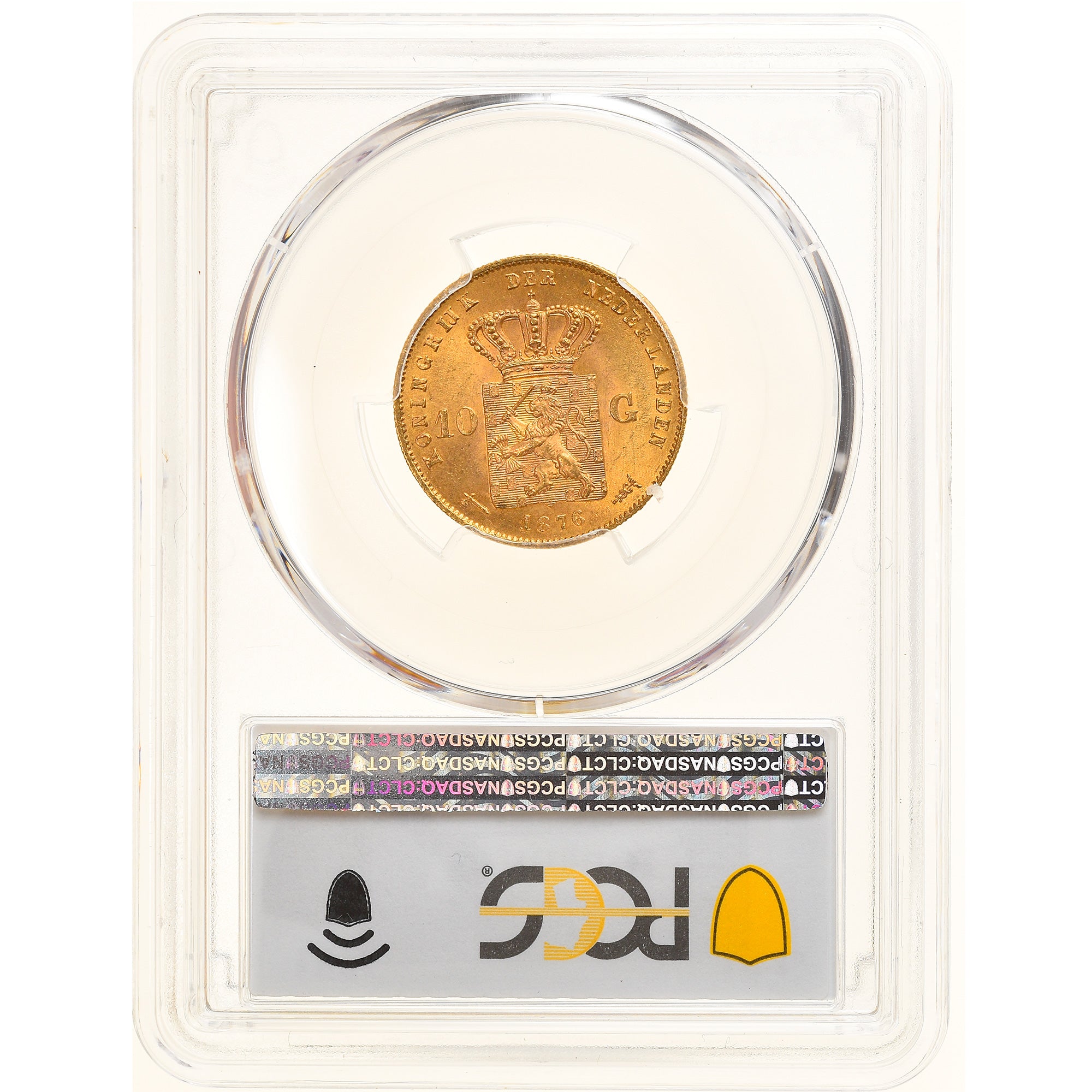 Moneta, Paesi Bassi, William III, 10 Gulden, 1876, PCGS, MS66, FDC, Oro, KM:106