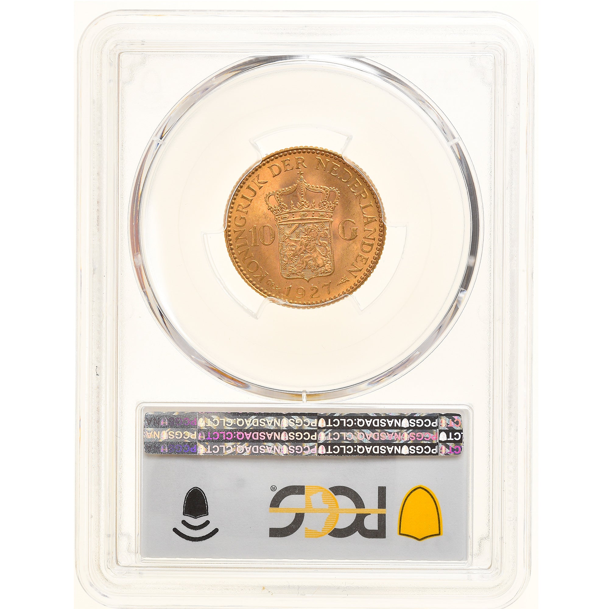 Coin, Netherlands, Wilhelmina I, 10 Gulden, 1927, PCGS, MS65, MS(65-70), Gold