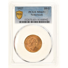 Coin, Netherlands, Wilhelmina I, 10 Gulden, 1927, PCGS, MS65+, MS(65-70), Gold