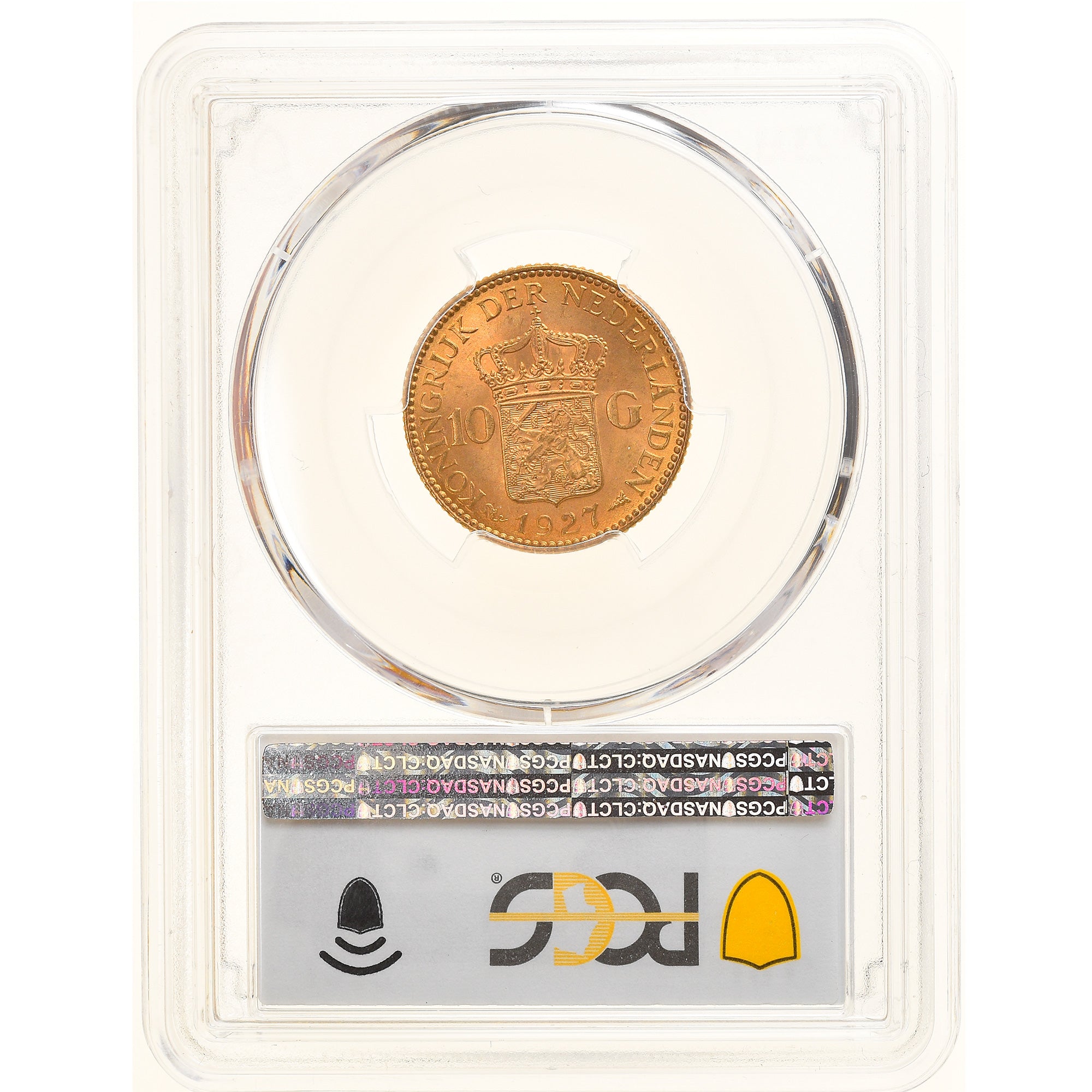 Coin, Netherlands, Wilhelmina I, 10 Gulden, 1927, PCGS, MS65+, MS(65-70), Gold