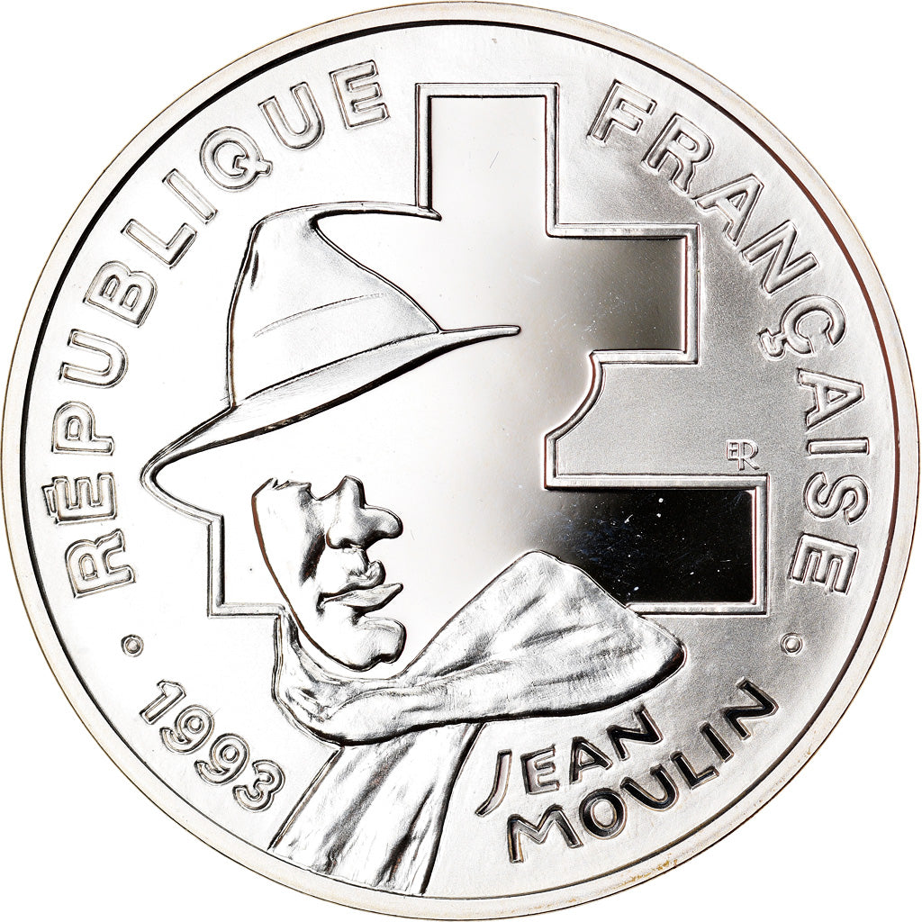 Moneta, Francia, Jean Moulin, 100 Francs, 1993, BE, FDC, Argento, KM:1023