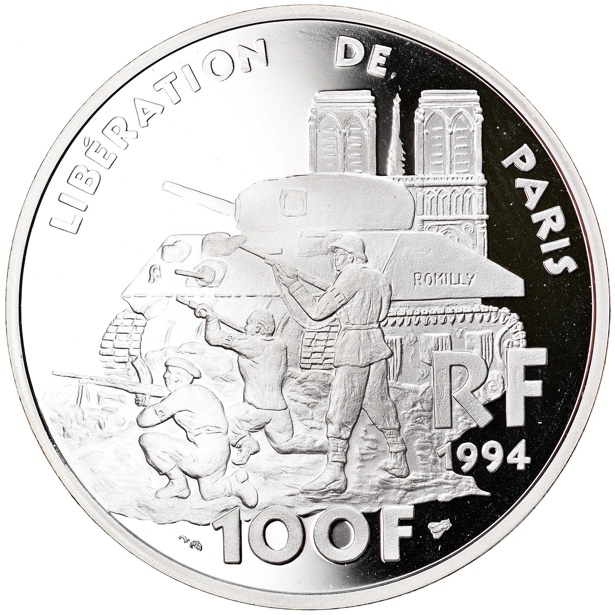 Coin, France, Libération de Paris, 100 Francs, 1994, Proof, MS(65-70), Silver