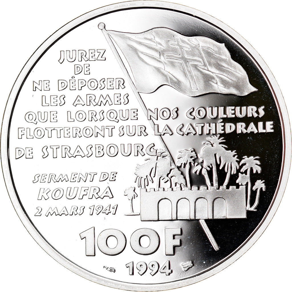 Coin, France, Général Leclerc, 100 Francs, 1994, Proof, MS(65-70), Silver