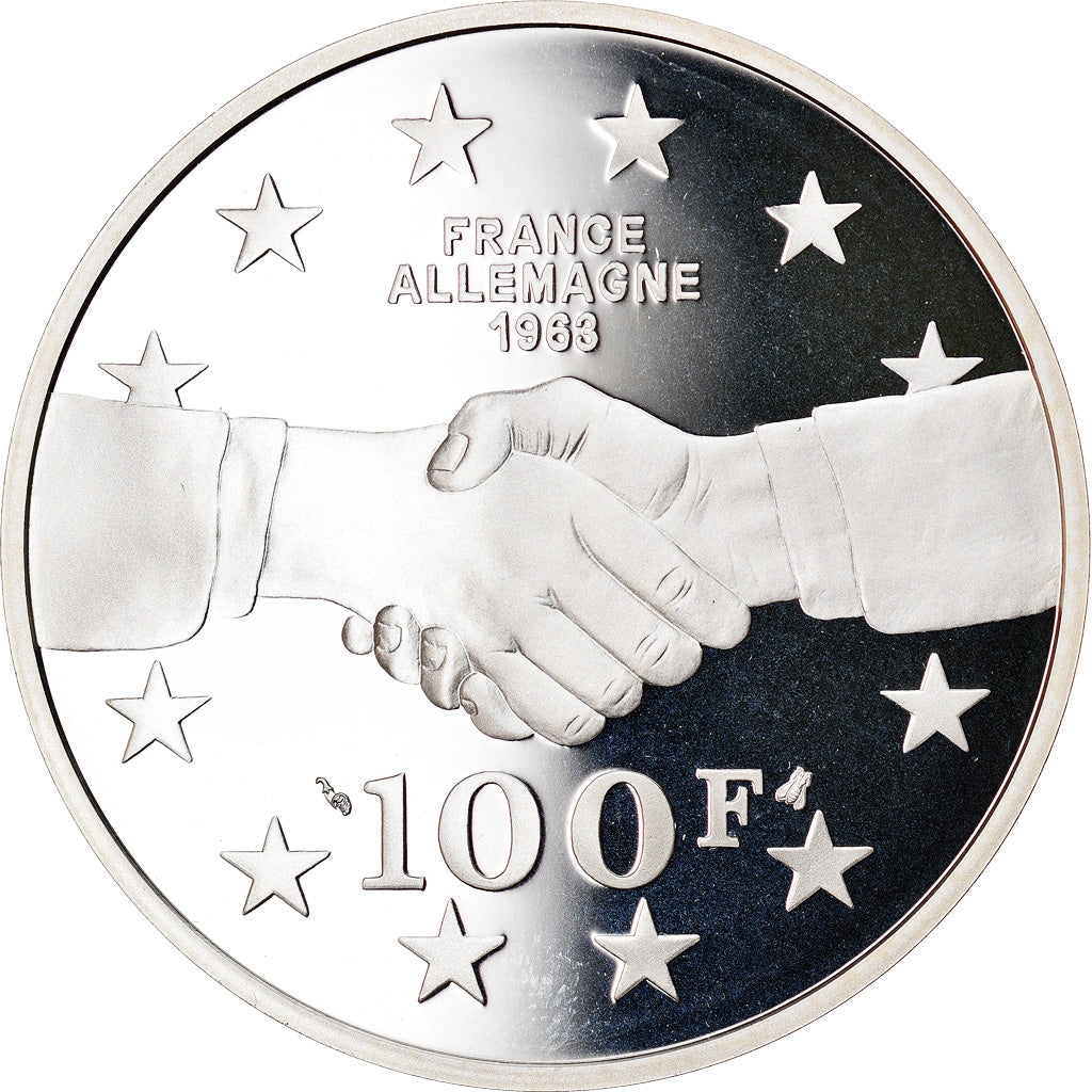 Coin, France, De Gaulle - Adenauer, 100 Francs, 1994, Proof, MS(65-70), Silver