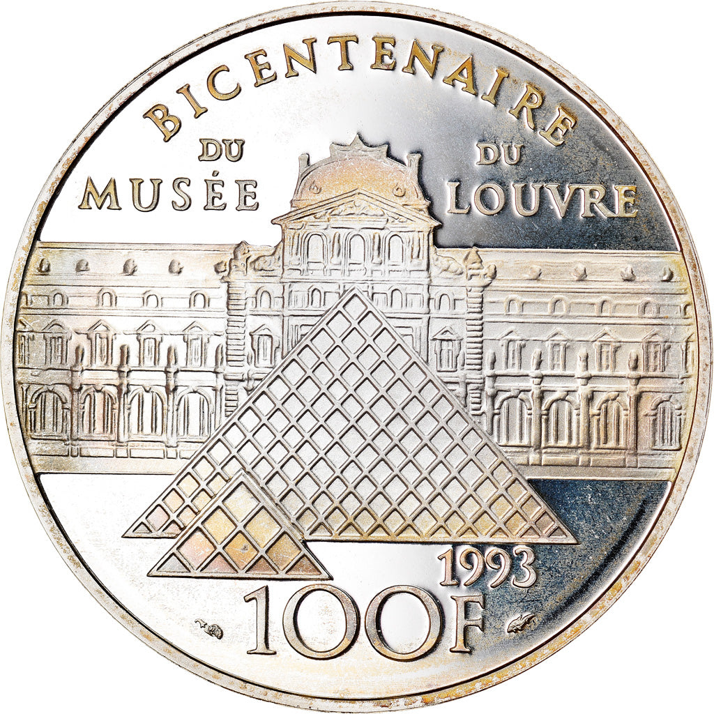Coin, France, Mona Lisa, 100 Francs, 1993, Proof, MS(65-70), Silver, KM:1017