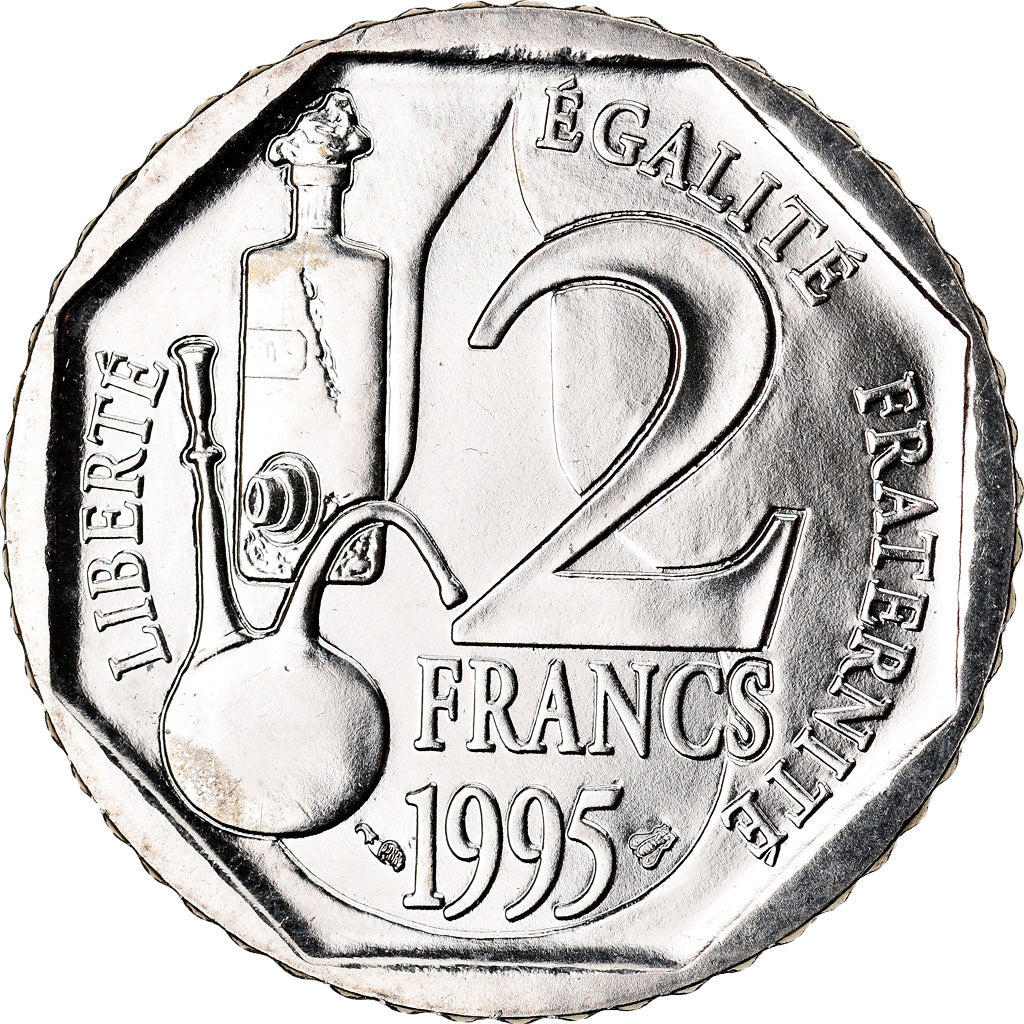 Moeda, França, Pasteur, 2 Francs, 1995, ENSAIO, MS(64), Níquel, KM:1119