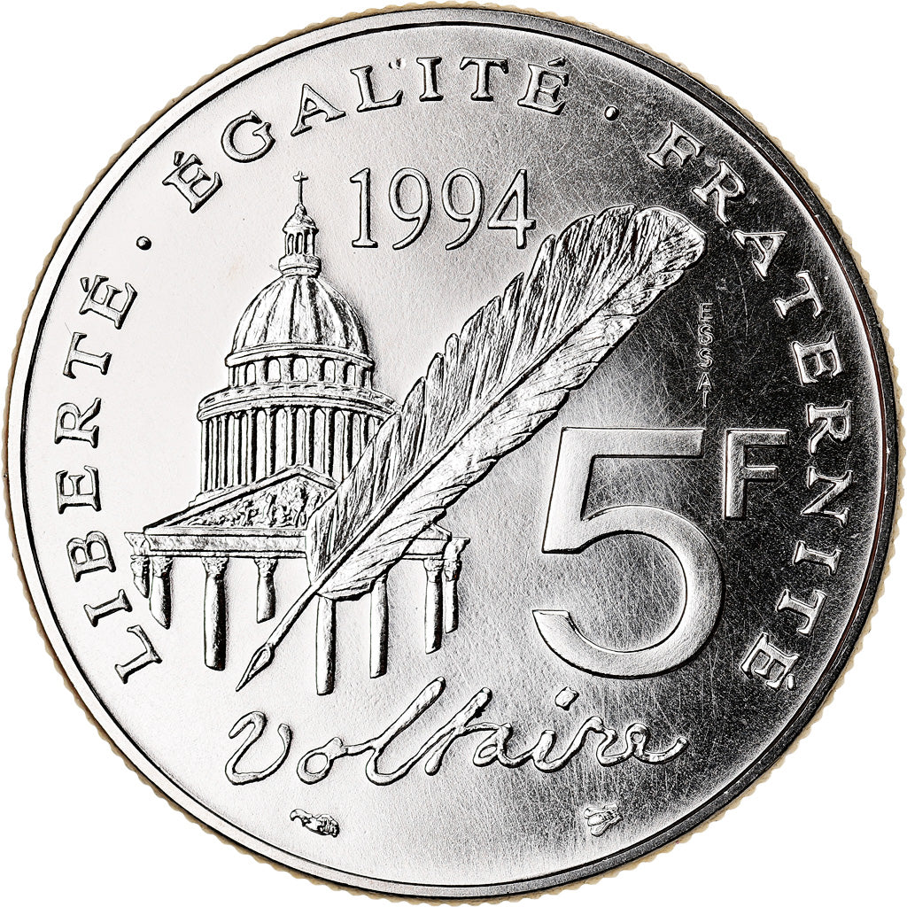 Monnaie, France, Voltaire, 5 Francs, 1994, FDC, Nickel, Gadoury:775