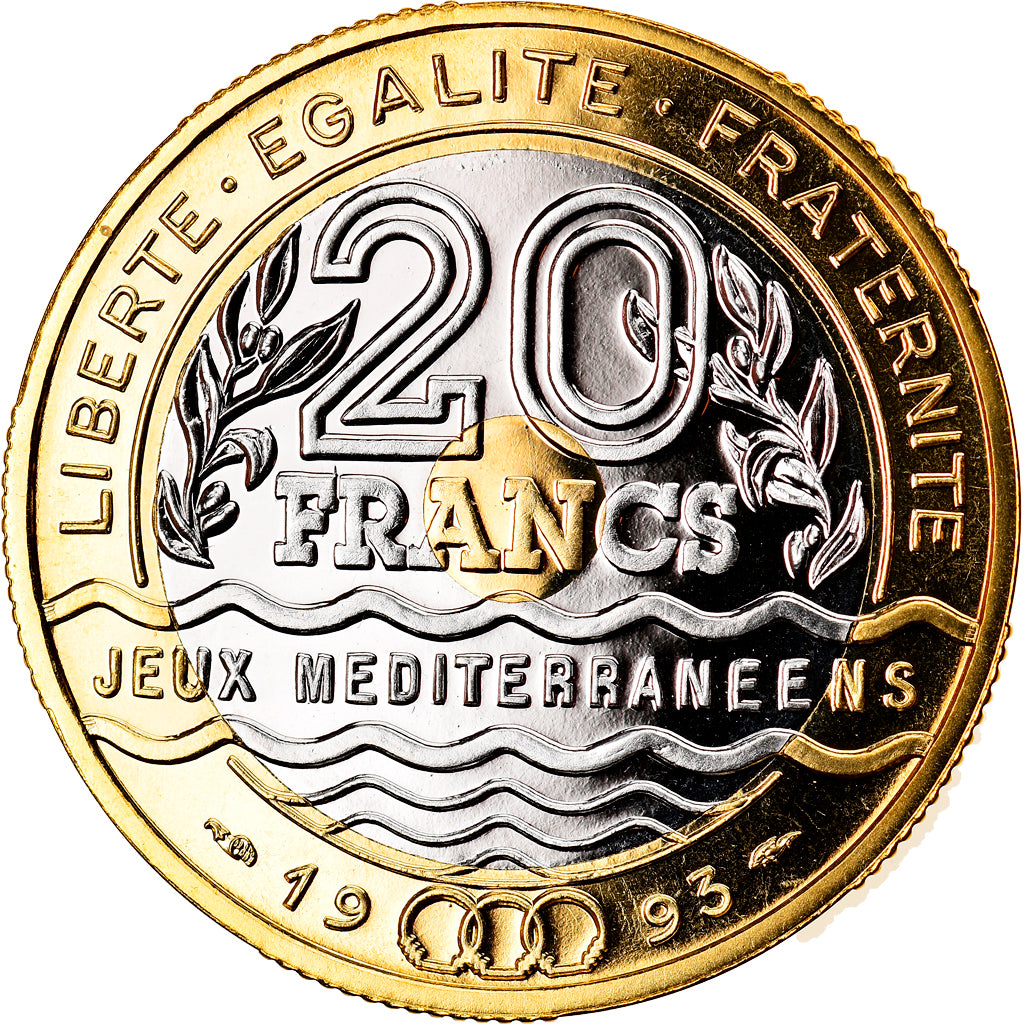 Coin, France, Jeux Méditerranéens, 20 Francs, 1993, ESSAI, MS(65-70)