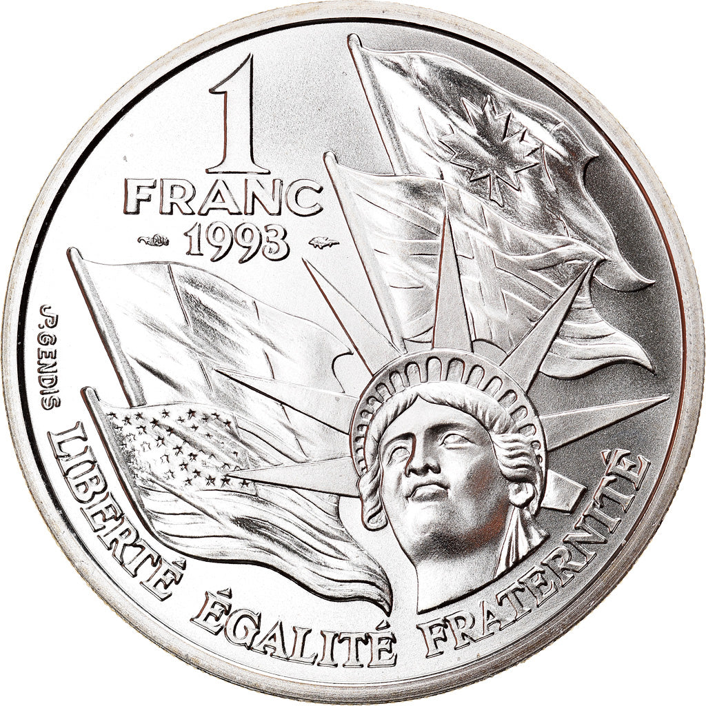 Coin, France, Franc, 1993, Paris, Proof, MS(65-70), Silver, KM:1014