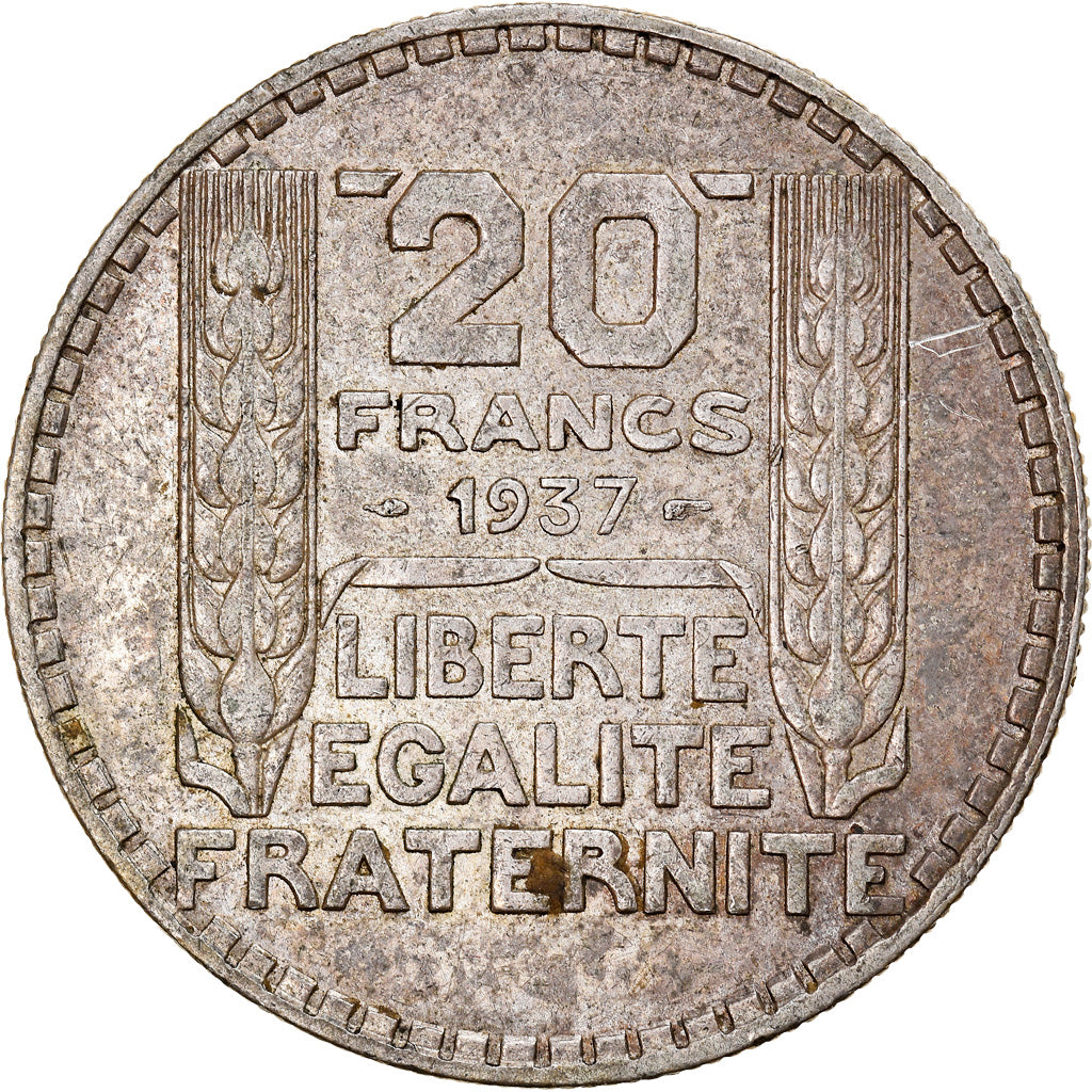 Coin, France, Turin, 20 Francs, 1937, Paris, EF(40-45), Silver, KM:879