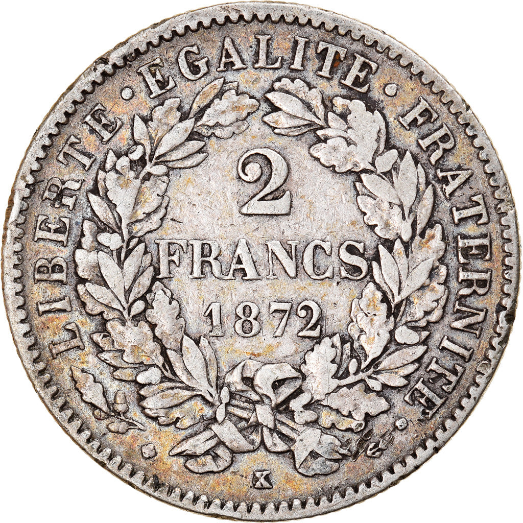 Monnaie, France, Cérès, 2 Francs, 1872, Bordeaux, TB+, Argent, Gadoury:530a