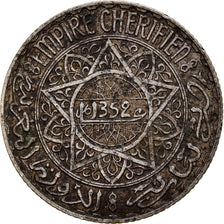 Coin, Morocco, Mohammed V, 5 Francs, AH 1352/1933, Paris, EF(40-45), Silver