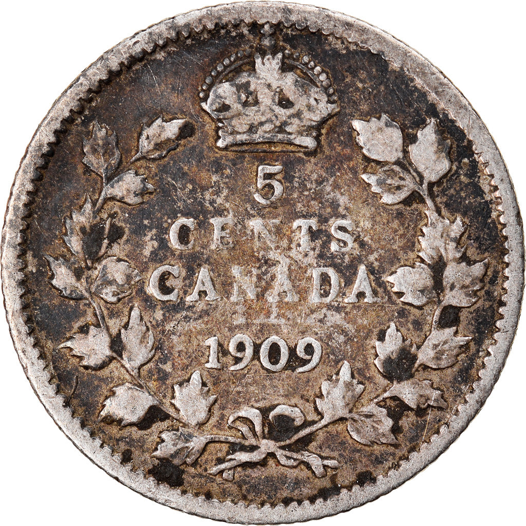 Coin, Canada, Edward VII, 5 Cents, 1909, Royal Canadian Mint, Ottawa, VF(20-25)