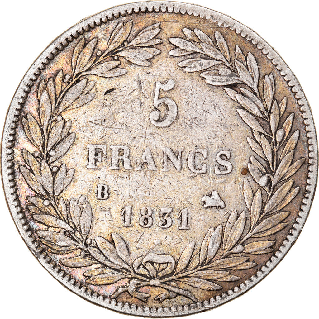 Coin, France, Louis-Philippe, 5 Francs, 1831, Rouen, VF(20-25), Silver
