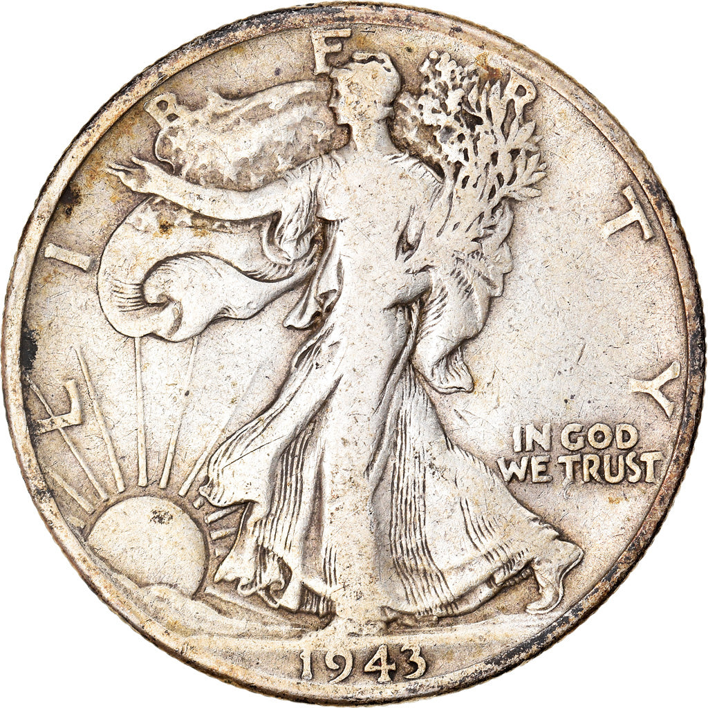 Coin, United States, Walking Liberty Half Dollar, Half Dollar, 1943, U.S. Mint