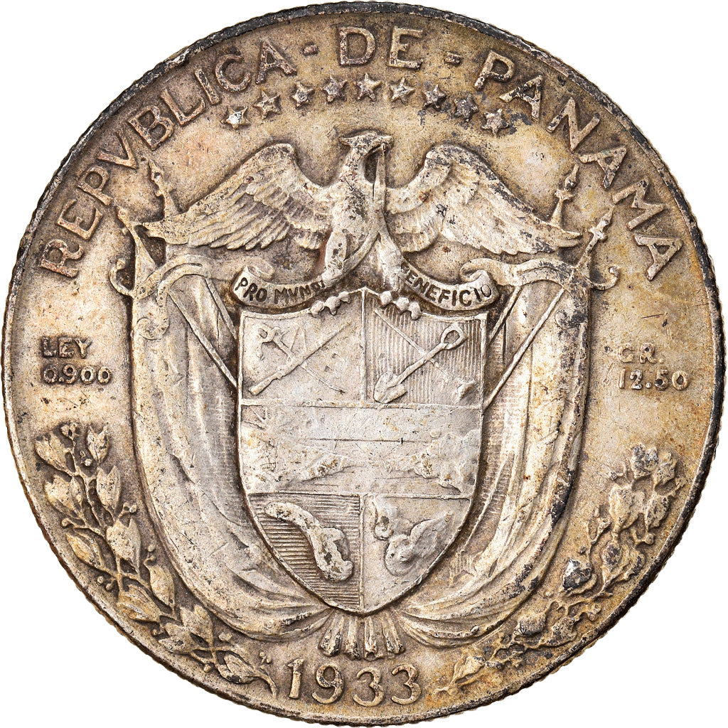 Monnaie, Panama, 1/2 Balboa, 1933, TTB, Argent, KM:12.1