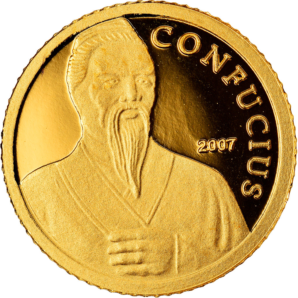 Coin, Cambodia, Confucius, 5000 Riels, 2007, MS(65-70), Gold