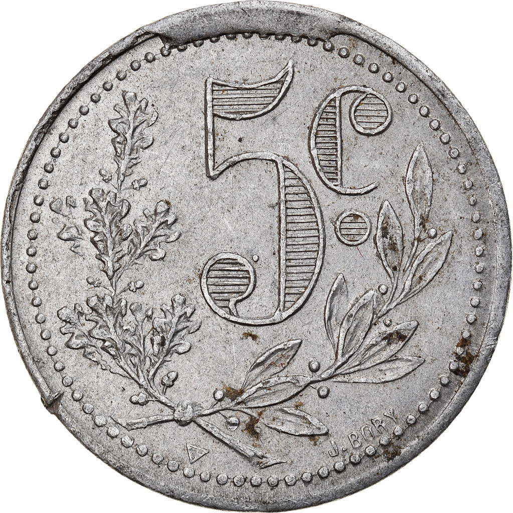 Moeda, Argélia, 5 Centimes, 1919, EF(40-45), Alumínio, Elie:10.12