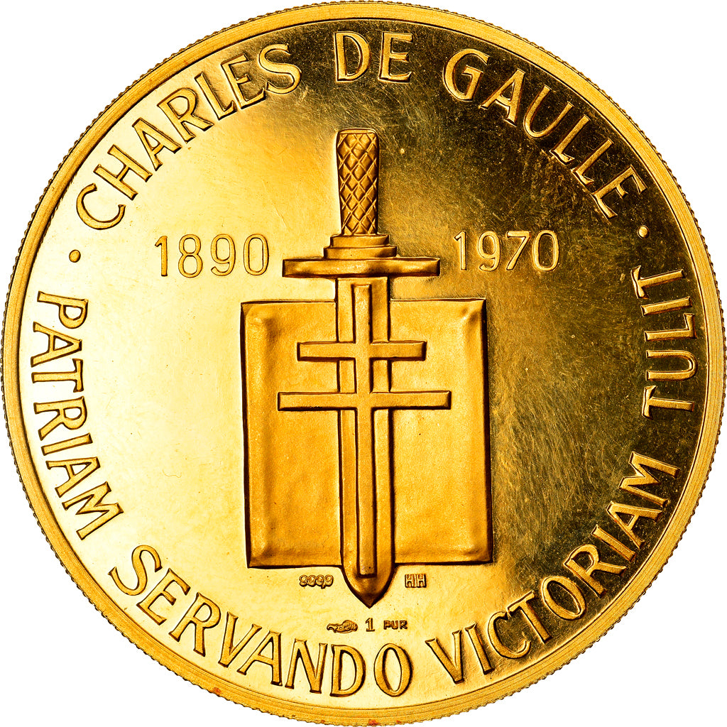 France, Médaille, Médaille commémorative en or du Général De Gaulle