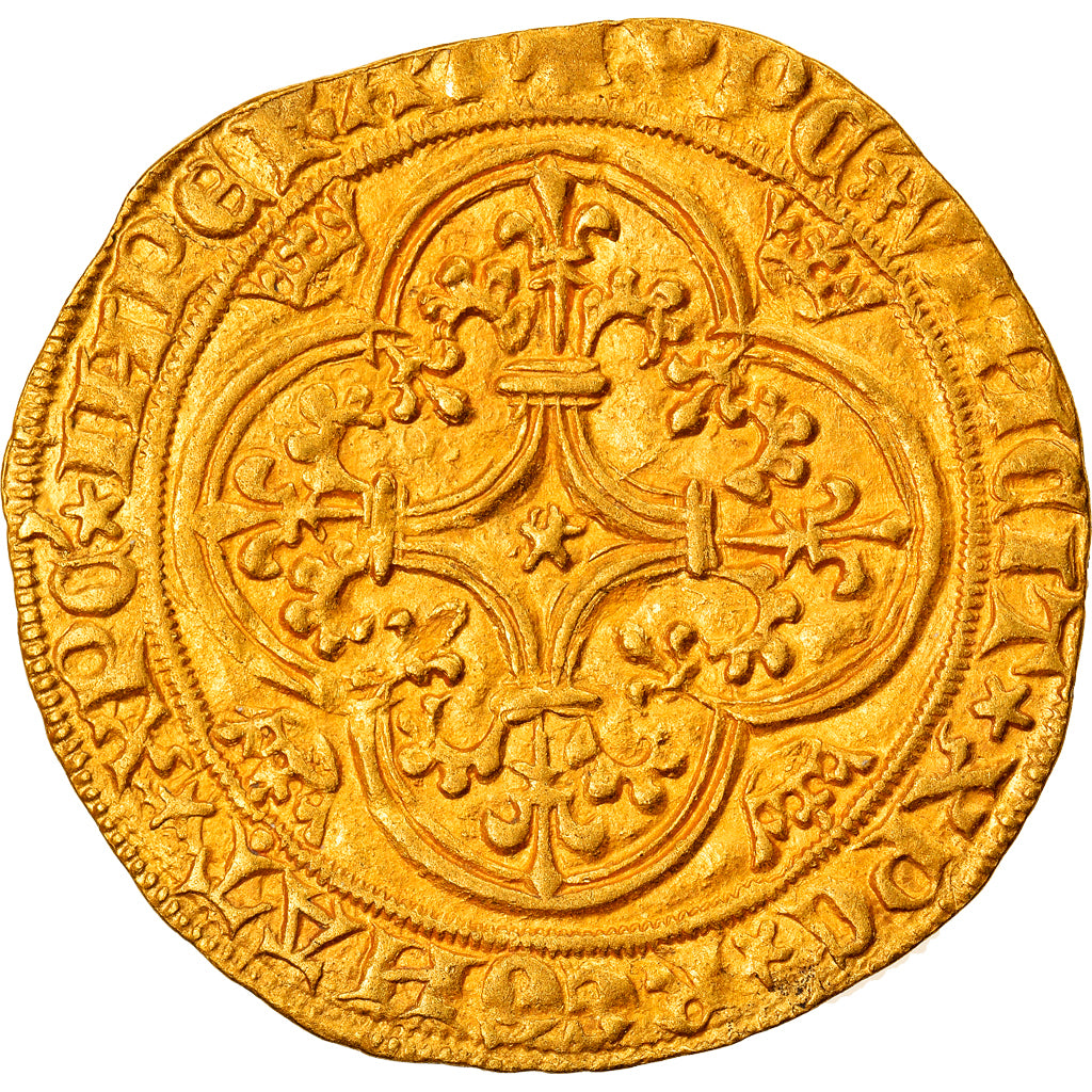 Coin, France, Charles VI, Ecu d'or, Uncertain Mint, AU(55-58), Gold
