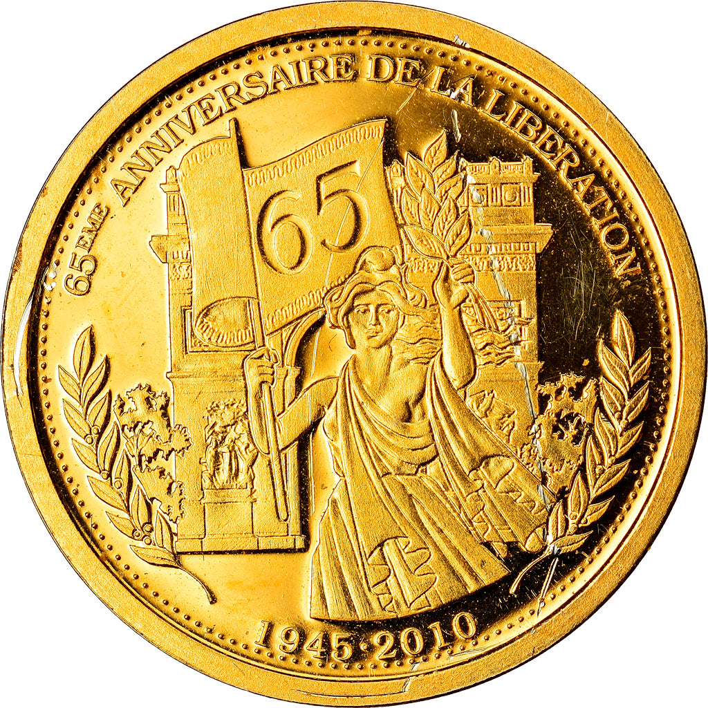 France, Medal, 65ème Anniversaire de la Libération, 2010, MS(65-70), Gold