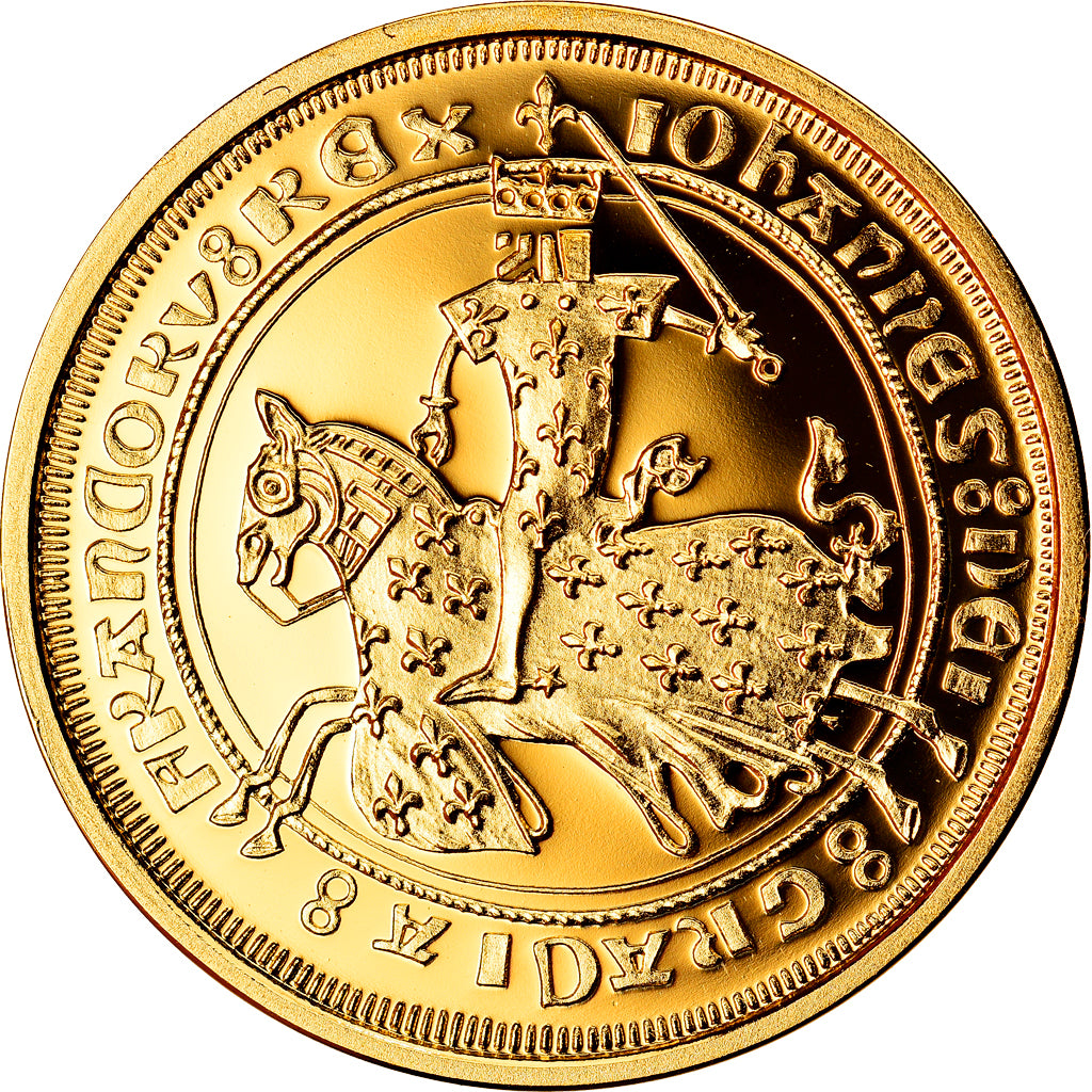 France, Medal, Reproduction du Franc à Cheval, Jean II le Bon, MS(65-70), Gold