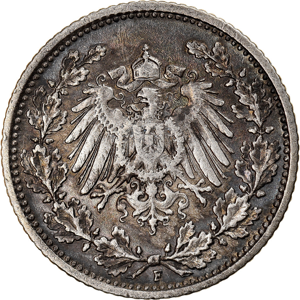 Coin, GERMANY - EMPIRE, 1/2 Mark, 1905, Stuttgart, EF(40-45), Silver, KM:17