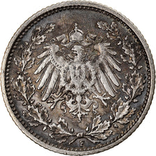 Coin, GERMANY - EMPIRE, 1/2 Mark, 1905, Stuttgart, EF(40-45), Silver, KM:17