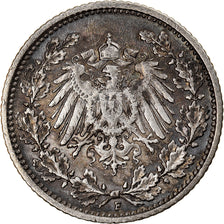 Monnaie, GERMANY - EMPIRE, 1/2 Mark, 1905, Stuttgart, TTB, Argent, KM:17