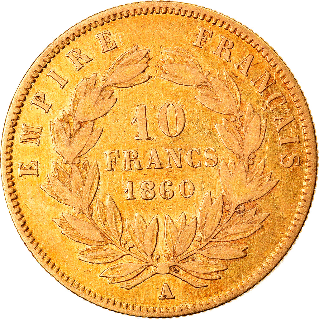 Coin, France, Napoleon III, Napoléon III, 10 Francs, 1860, Paris, VF(20-25)