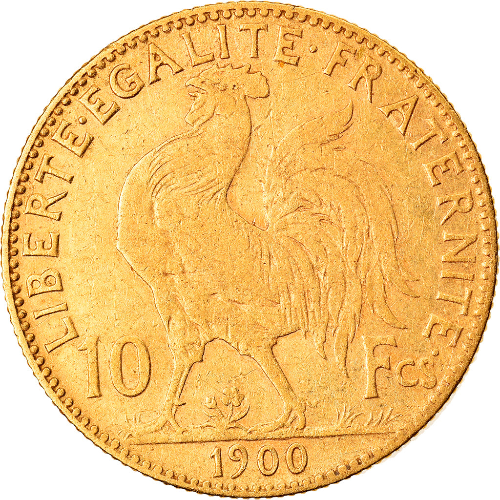 Moeda, França, Marianne, 10 Francs, 1900, Paris, VF(30-35), Dourado, KM:846
