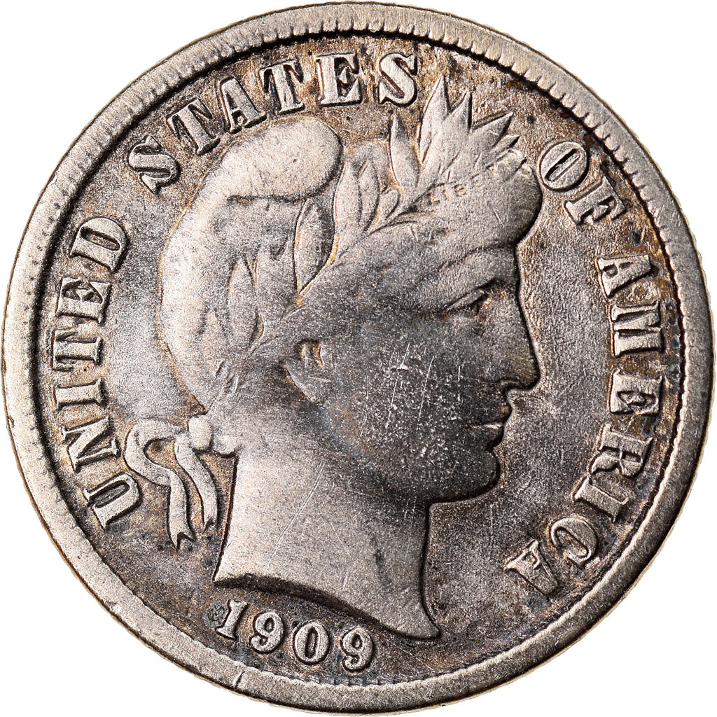 Coin, United States, Barber Dime, Dime, 1909, U.S. Mint, San Francisco
