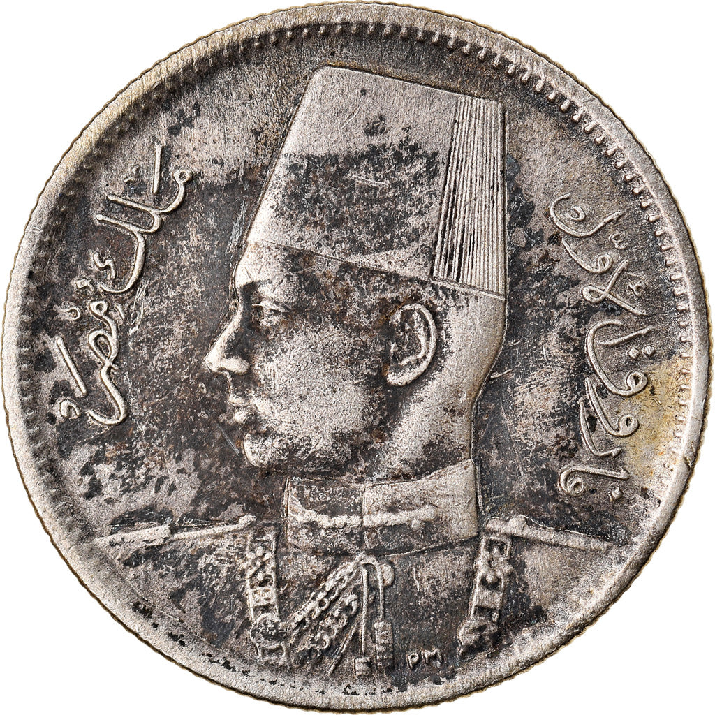 Coin, Egypt, Farouk, 2 Piastres, 1942/AH1361, British Royal Mint, AU(50-53)