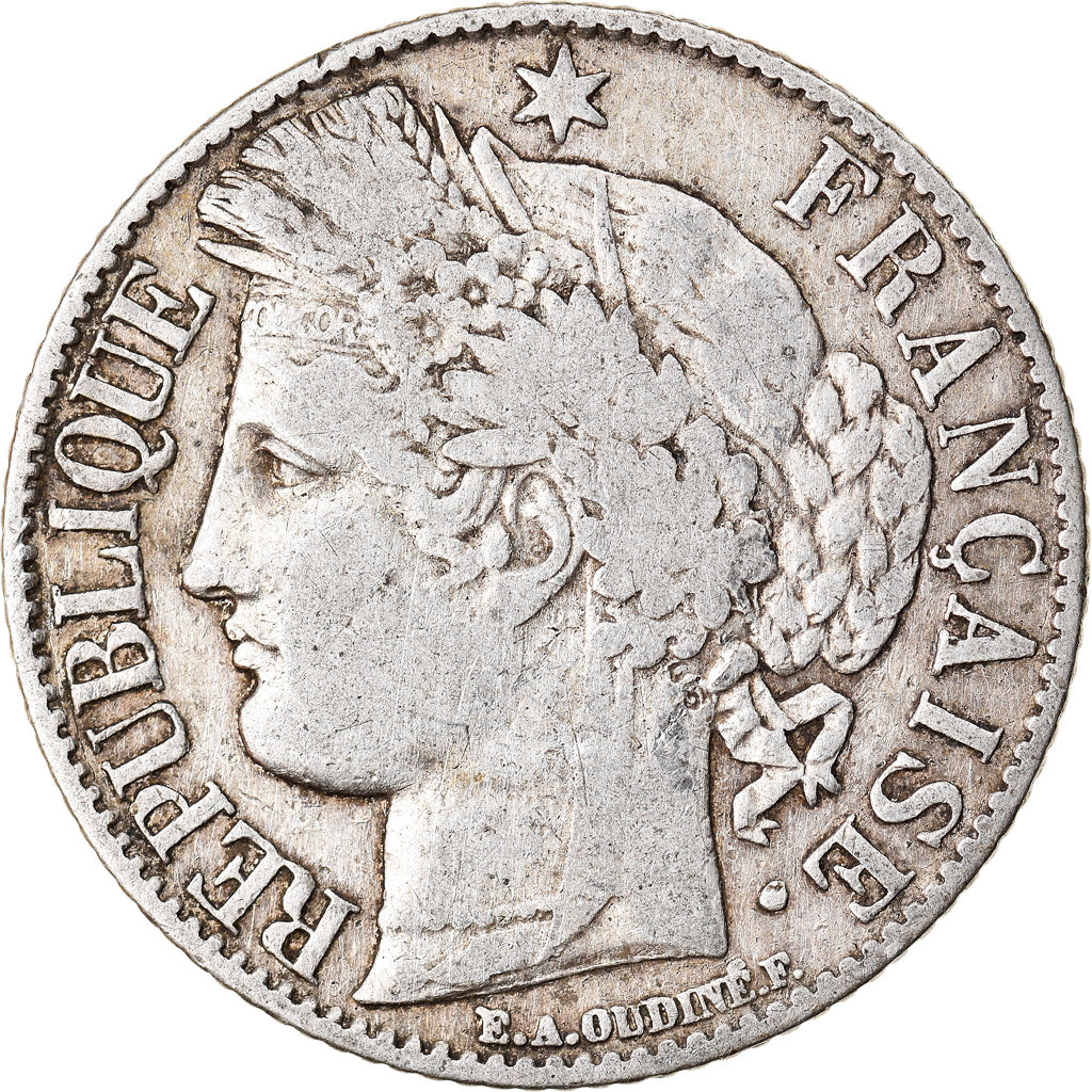 Moneta, Francia, Cérès, Franc, 1887, Paris, MB+, Argento, KM:822.1