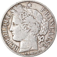 Moneta, Francia, Cérès, Franc, 1887, Paris, MB+, Argento, KM:822.1