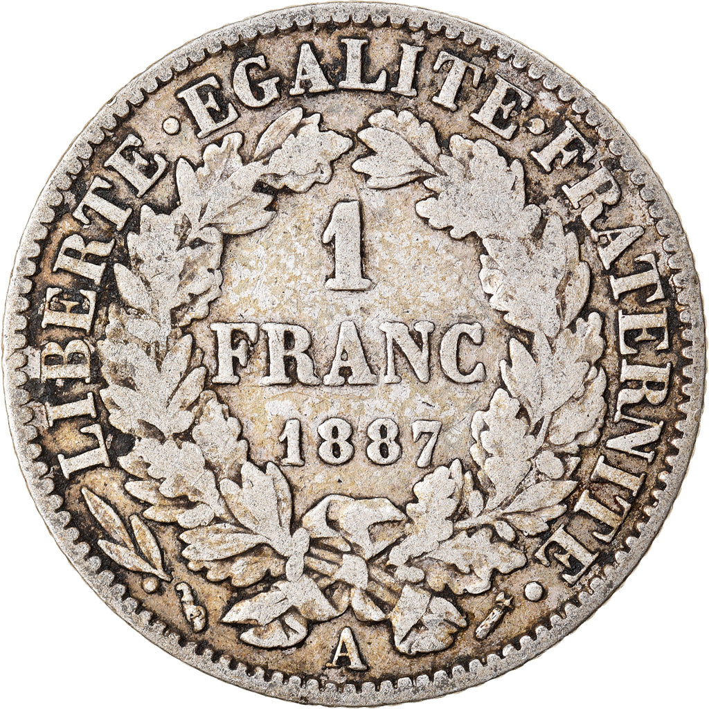 Münze, Frankreich, Cérès, Franc, 1887, Paris, S+, Silber, KM:822.1