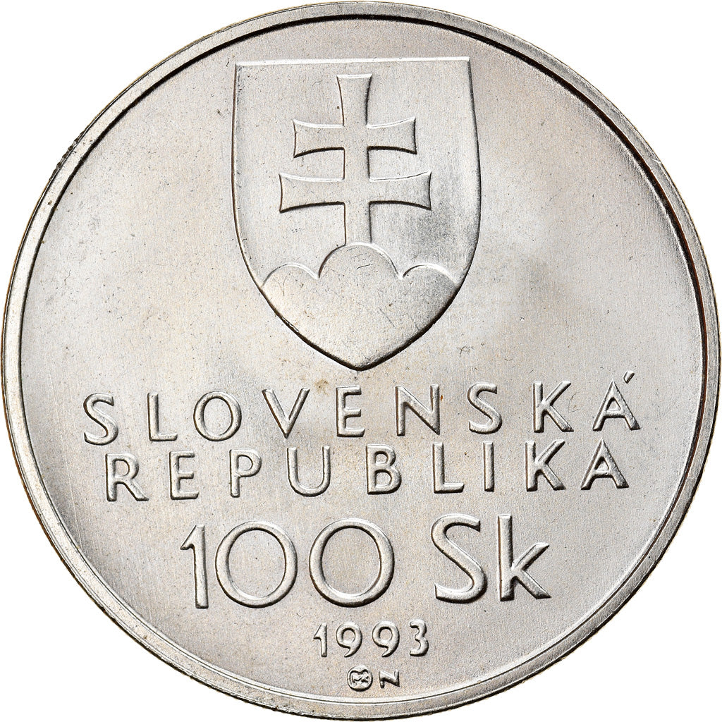 Munten, Slowakije, 100 Korun, 1993, UNC-, Zilver, KM:16