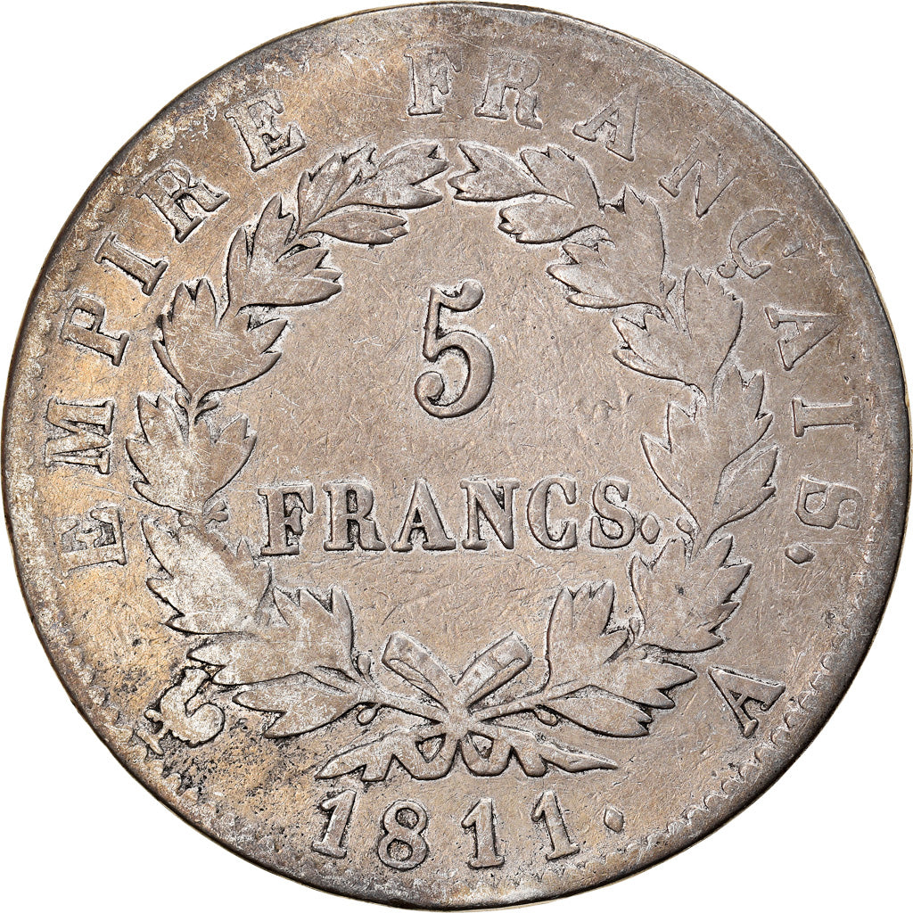 Munten, Frankrijk, Napoléon I, 5 Francs, 1811, Paris, FR, Zilver, KM:694.1