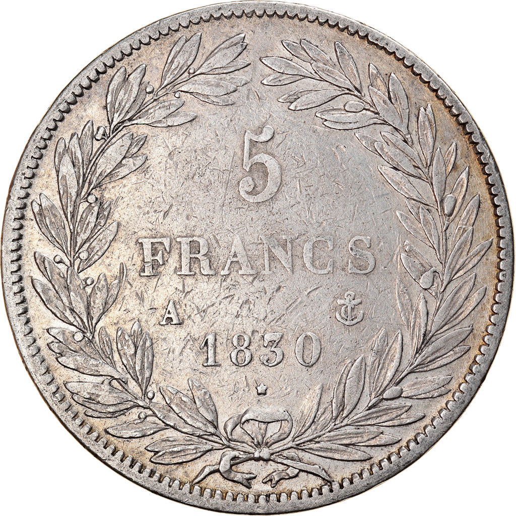 Münze, Frankreich, Louis-Philippe, 5 Francs, 1830, Paris, S+, Silber, KM:735.1