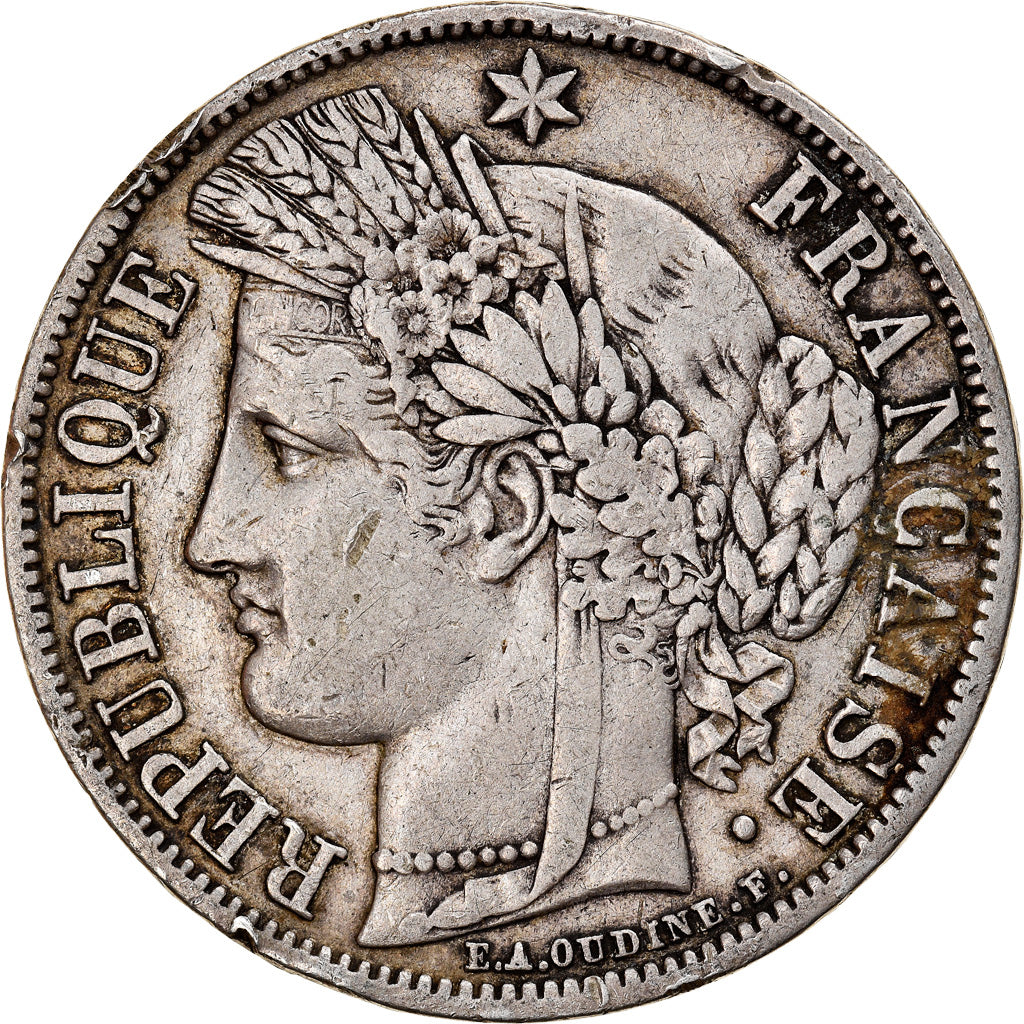 Moneta, Francia, Cérès, 5 Francs, 1851, Paris, BB, Argento, KM:761.1