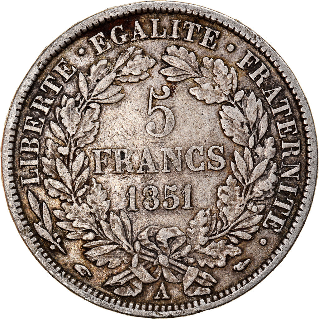 Moneta, Francia, Cérès, 5 Francs, 1851, Paris, BB, Argento, KM:761.1