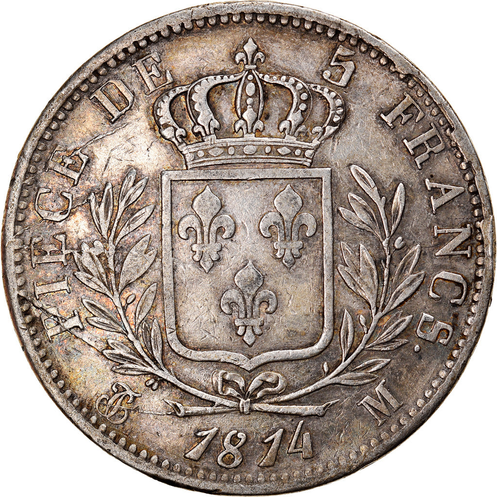 Moneta, Francia, Louis XVIII, Louis XVIII, 5 Francs, 1814, Toulouse, BB