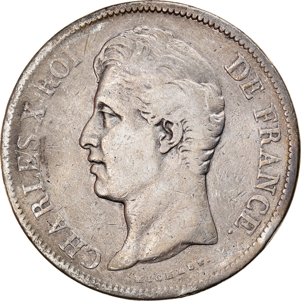 Moneda, Francia, Charles X, 5 Francs, 1829, Bordeaux, BC+, Plata, KM:728.7