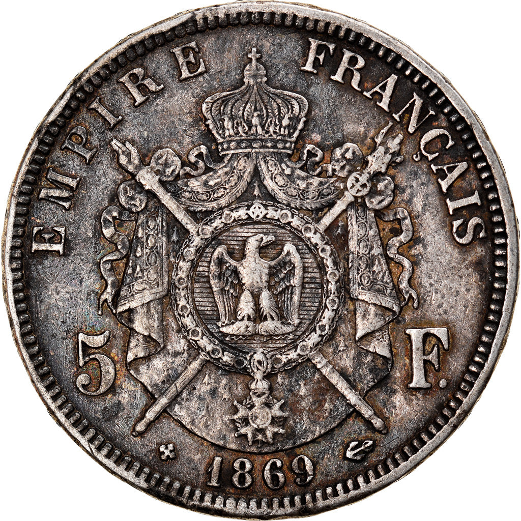 Moneta, Francja, Napoléon III, 5 Francs, 1869, Strasbourg, EF(40-45), Srebro