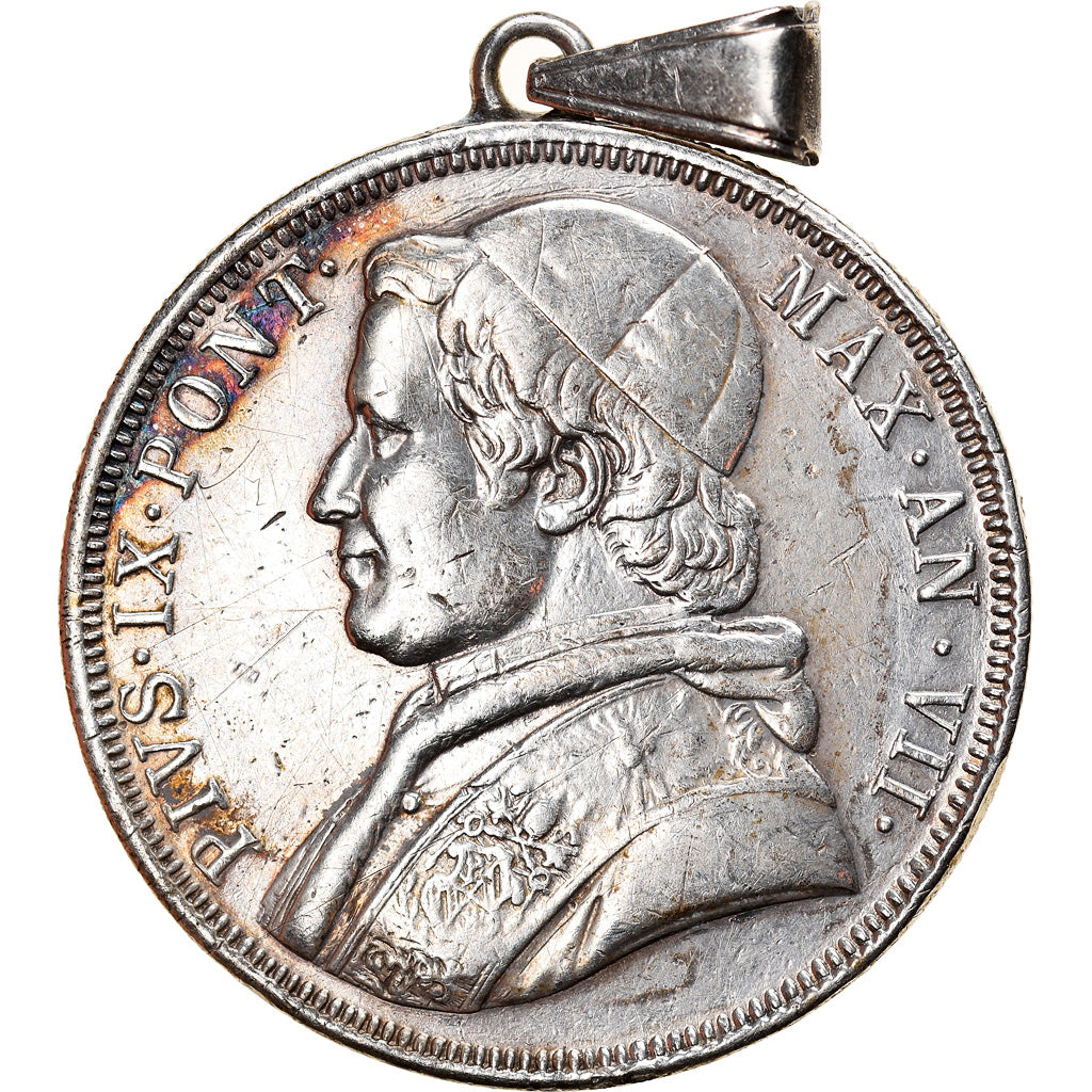 Moneda, Estados italianos, PAPAL STATES, Pius IX, Scudo, 1853, Rome, BC+, Plata